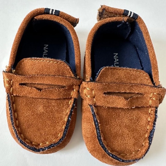 Baby Soft Sole Crib Shoes Nautica Moccasins Brown 3-6M - Picture 1 of 7